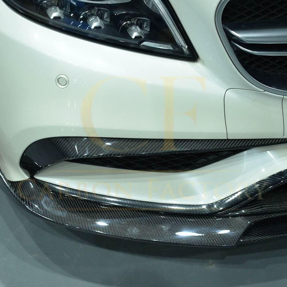 Carbon fiber front side grille trim for Mercedes C218 CLS 2015-2018 exterior accessory, adds sporty style to vehicle front.