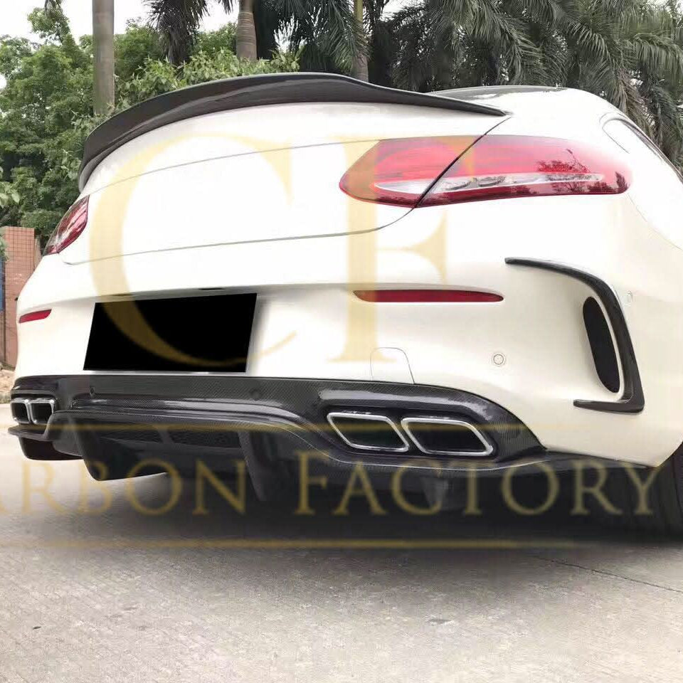 Carbon Fibre Rear Bumper Trims for Mercedes W205 C Class 2 Door Coupe 15-18 - Carbon Factory