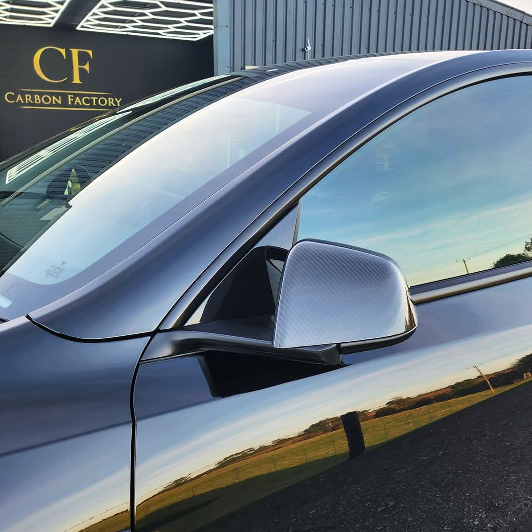 OEM Style Pre-Preg Carbon Fibre Mirror Covers for Tesla Model Y 19-24 - Carbon Factory