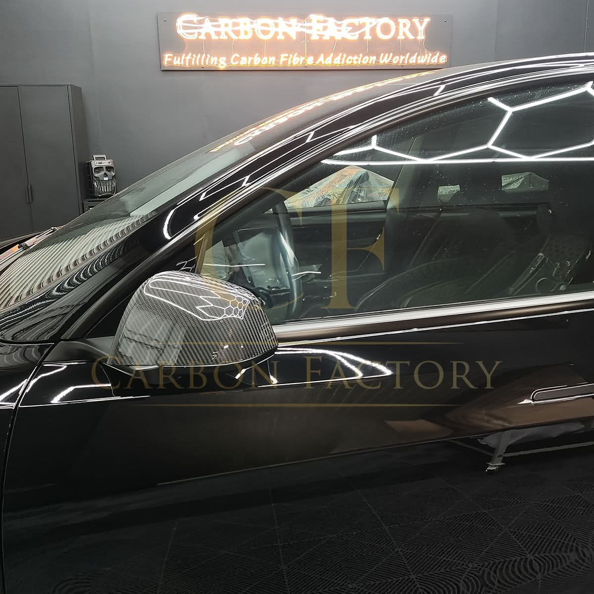OEM Style Pre-Preg Carbon Fibre Mirror Covers for Tesla Model Y 19-24 - Carbon Factory