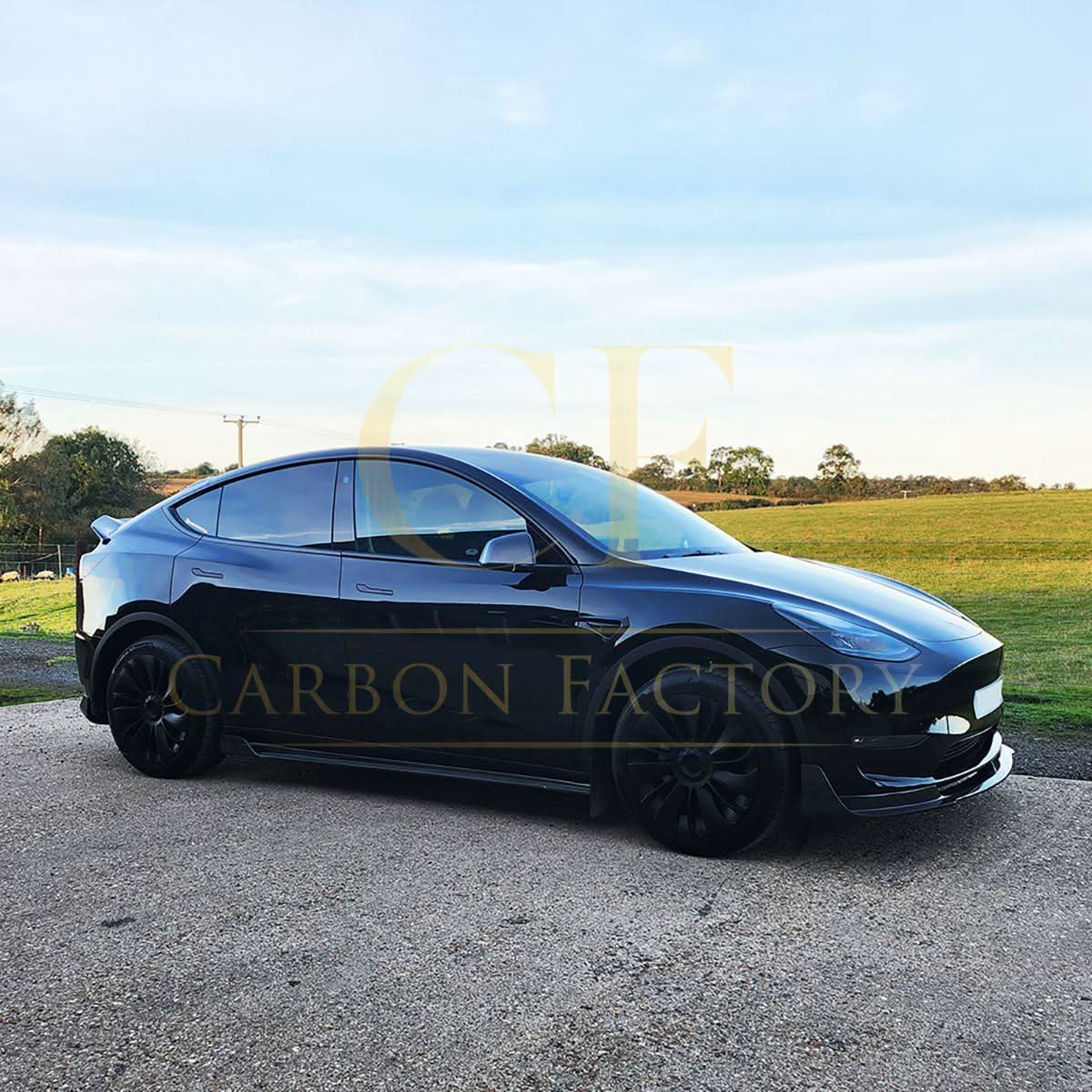 V Style Carbon Fibre Side Skirts for Tesla Model Y 19-23 - Carbon Factory