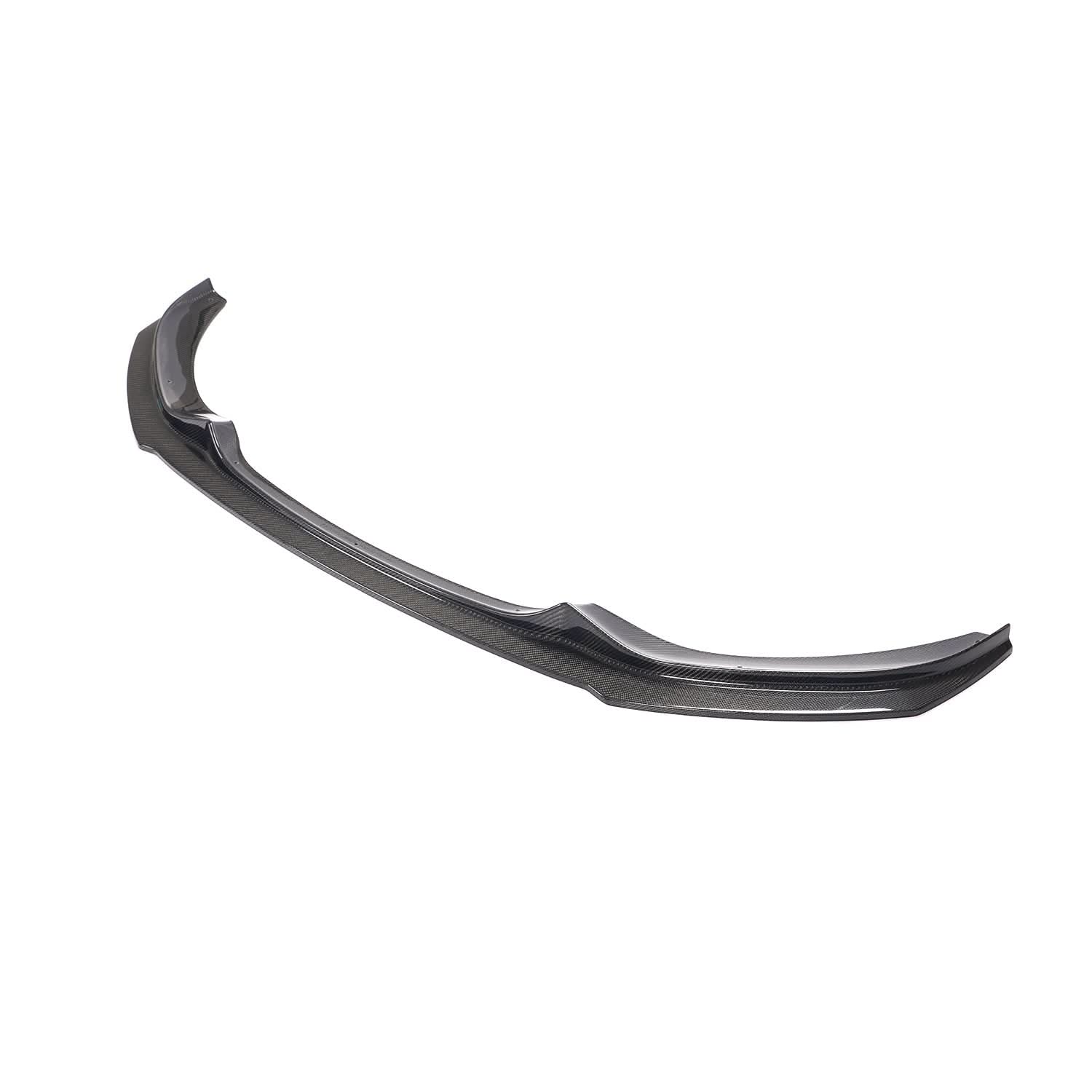 AK Style carbon fibre front splitter for BMW F20 1 Series M Sport 2015-2019, showcasing aerodynamic design and high-quality finish.