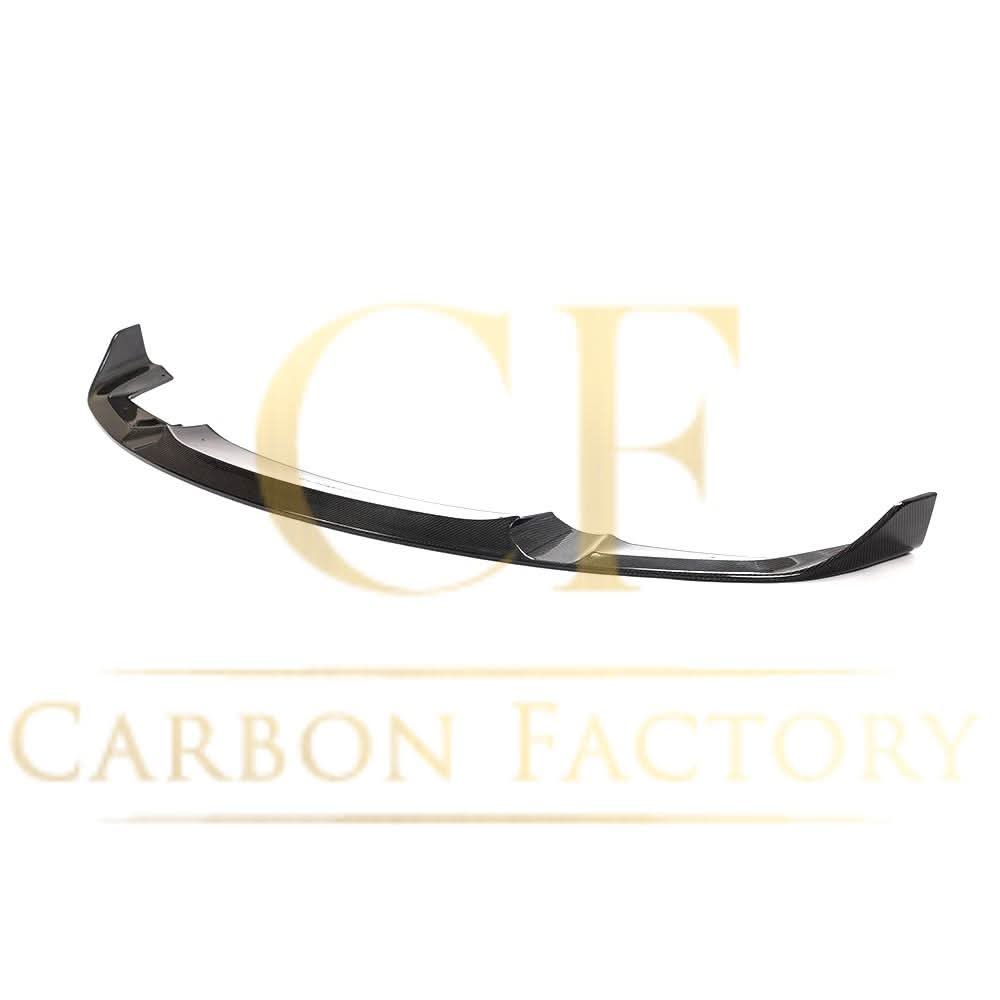Carbon fibre front splitter for BMW F87 M2 (2016-2018), designed to enhance aerodynamics and sporty appearance.