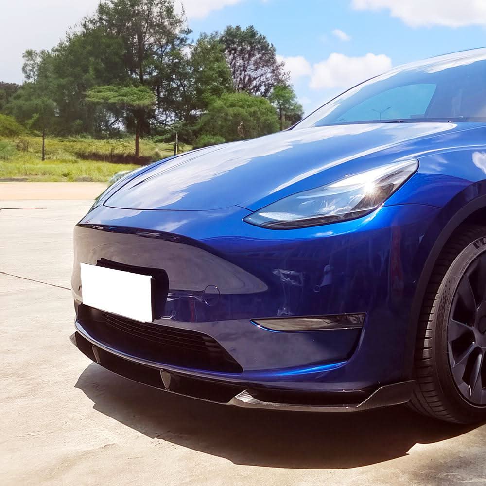 CS Style Pre-Preg Carbon Fibre Front Splitter for Tesla Model Y 19-23 - Carbon Factory