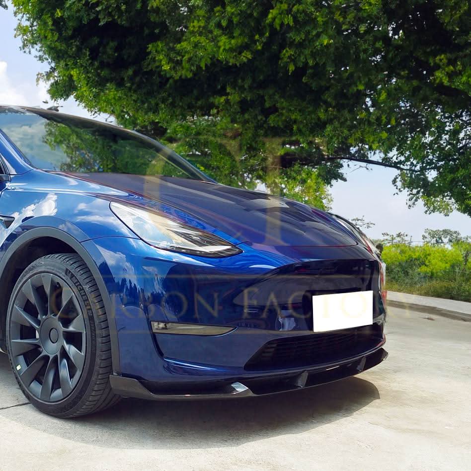 CS Style Pre-Preg Carbon Fibre Front Splitter for Tesla Model Y 19-23 - Carbon Factory