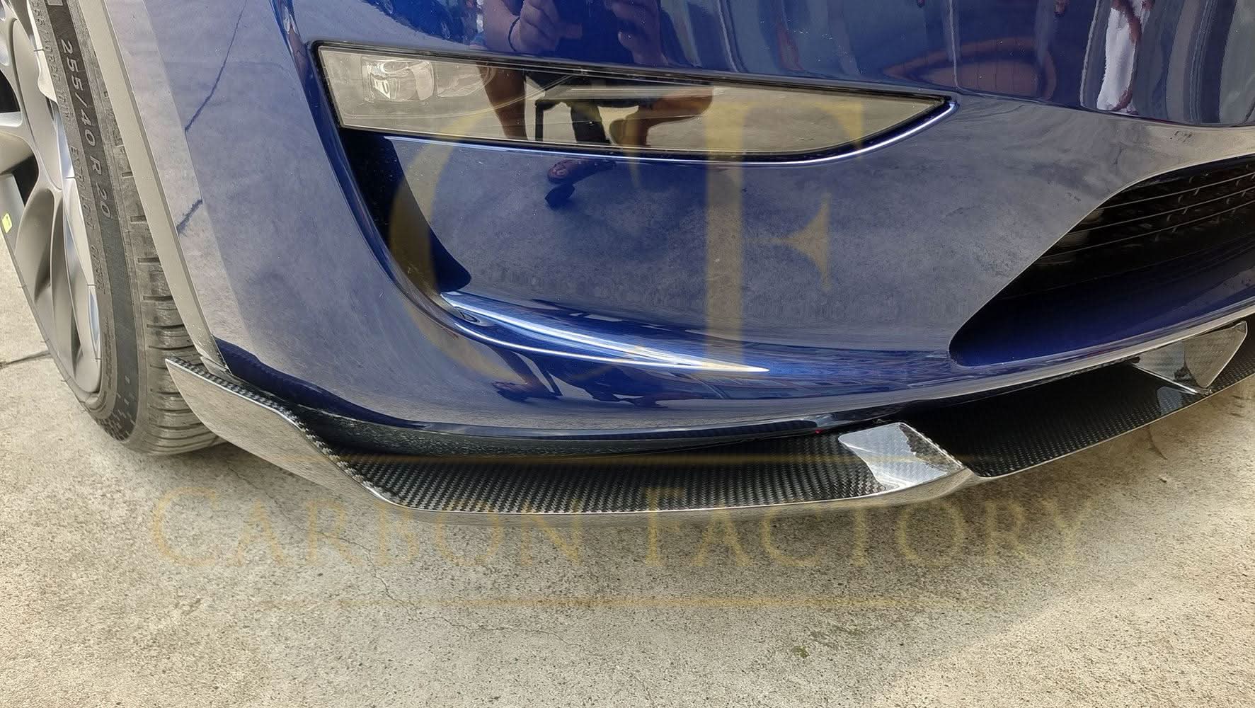 CS Style Pre-Preg Carbon Fibre Front Splitter for Tesla Model Y 19-23 - Carbon Factory