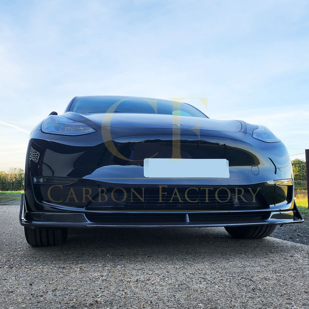 V Style Carbon Fibre Front Splitter for Tesla Model Y 19-23 - Carbon Factory