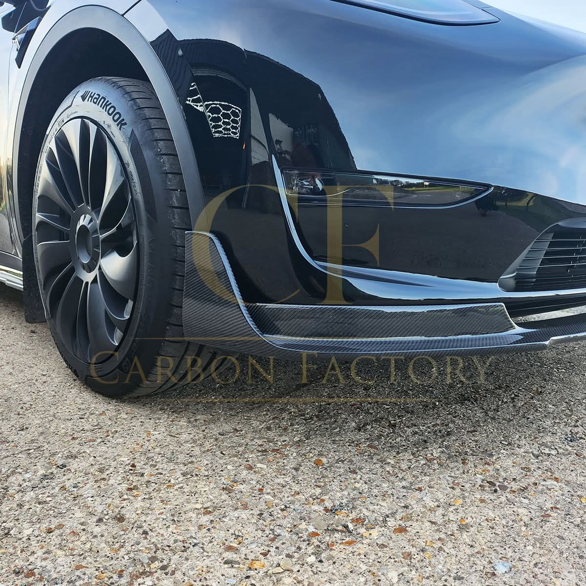 V Style Carbon Fibre Front Splitter for Tesla Model Y 19-23 - Carbon Factory