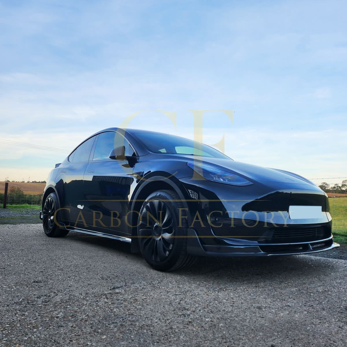 V Style Carbon Fibre Front Splitter for Tesla Model Y 19-23 - Carbon Factory