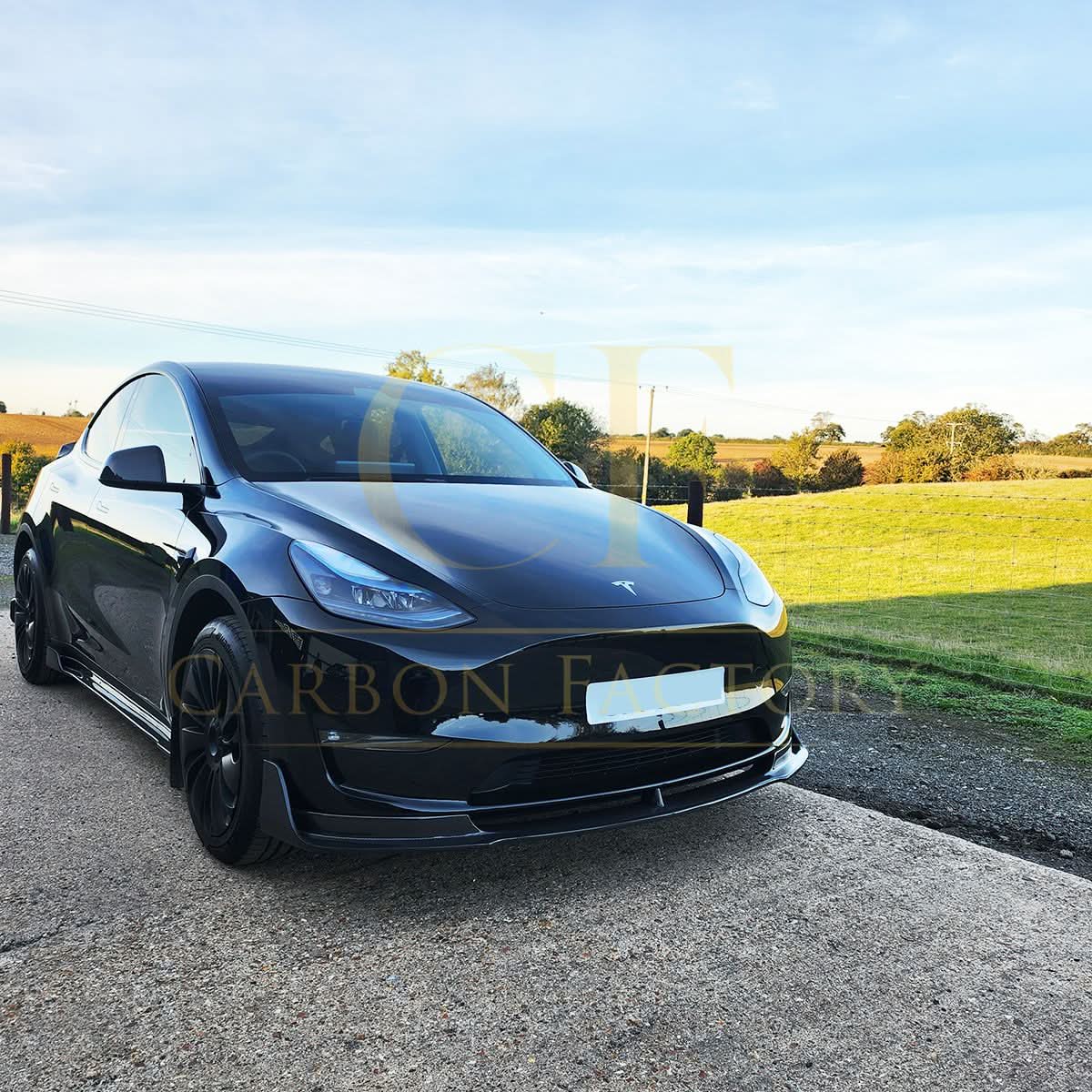 V Style Carbon Fibre Front Splitter for Tesla Model Y 19-23 - Carbon Factory