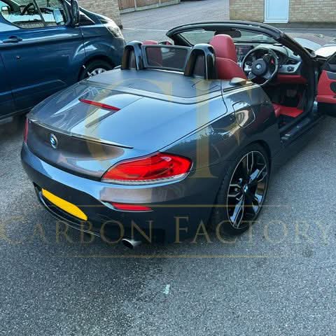 V Style carbon fiber boot spoiler for BMW E89 Z4 2009-2015, showcasing sleek aerodynamic design and high-quality carbon fiber finish.