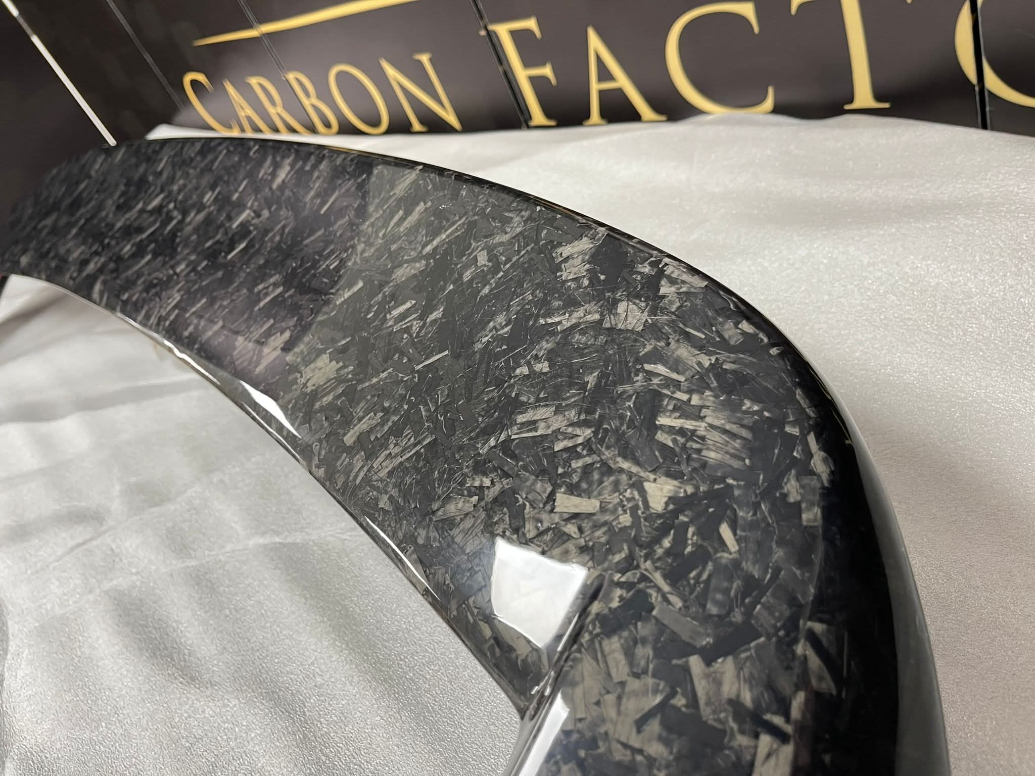 3D style forged carbon fibre roof spoiler for BMW 1 Series F20 F21, showcasing sleek aerodynamic design and textured finish.