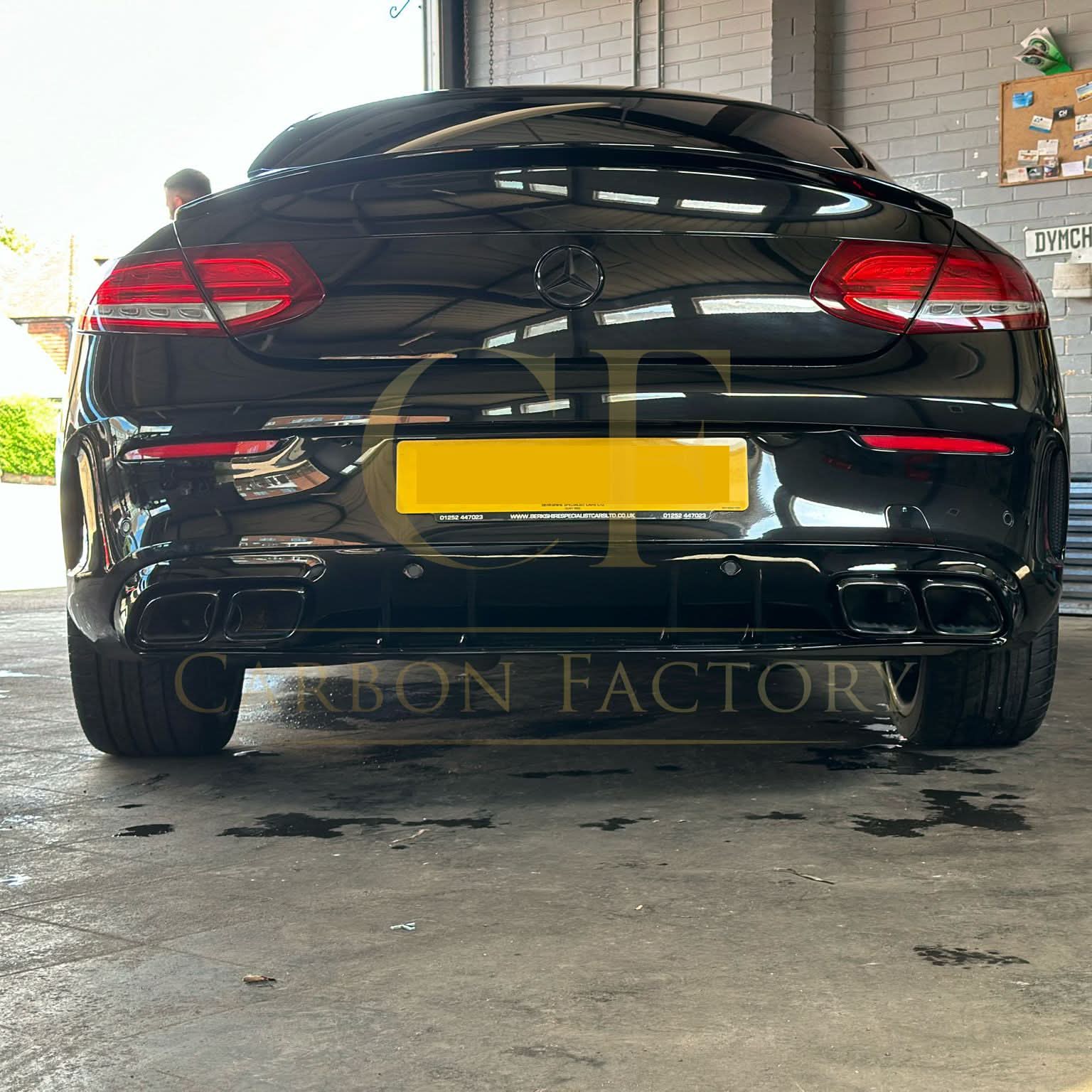 AMG Style Gloss Black Rear Diffuser & Exhaust Tips for Mercedes Benz W205 C Class & C63 Coupe 15-21 - Carbon Factory