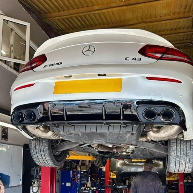 AMG Style Gloss Black Rear Diffuser & Exhaust Tips for Mercedes Benz W205 C Class & C63 Coupe 15-21 - Carbon Factory