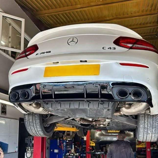 AMG Style Gloss Black Rear Diffuser & Exhaust Tips for Mercedes Benz W205 C Class & C63 Coupe 15-21 - Carbon Factory