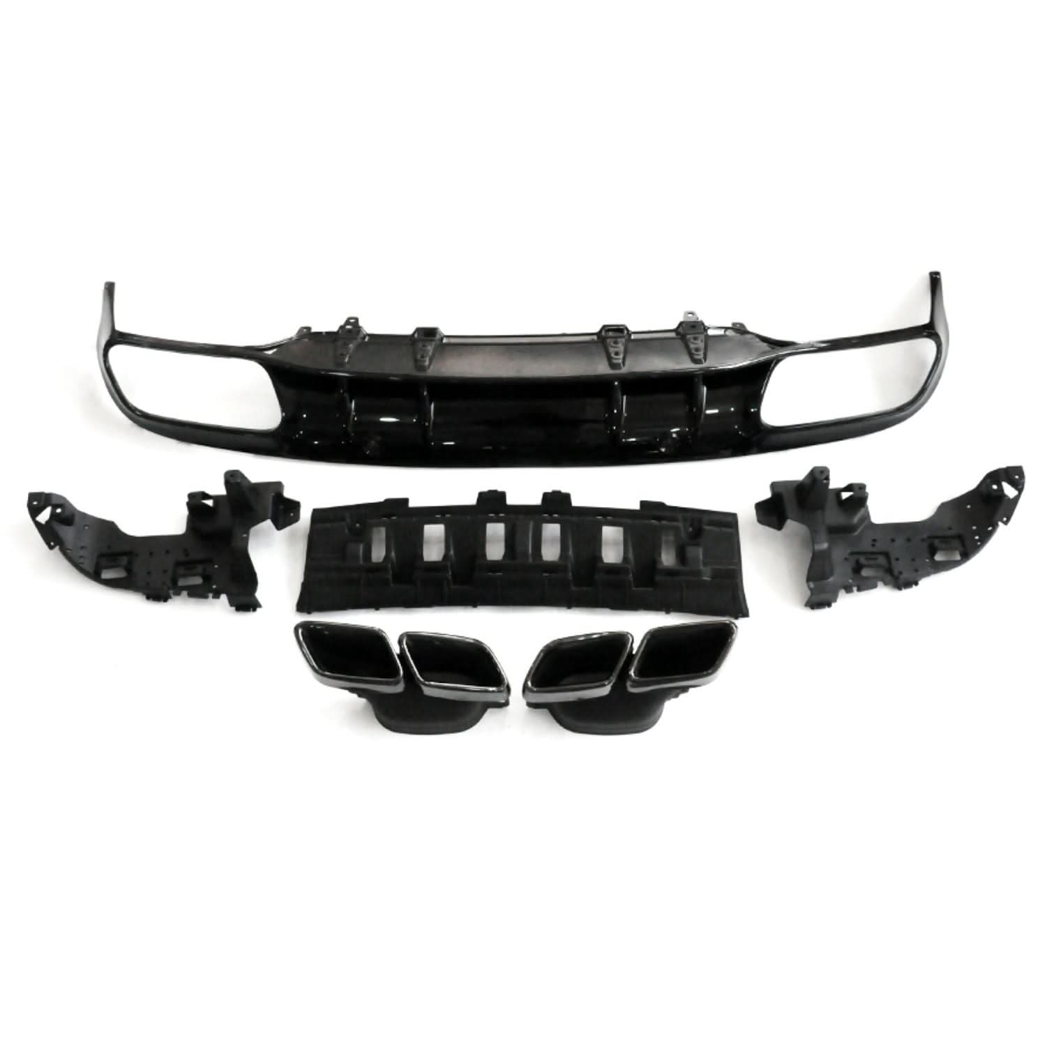 AMG Style Gloss Black Rear Diffuser & Exhaust Tips for Mercedes Benz W205 C Class & C63 Saloon & Estate 15-21 - Carbon Factory