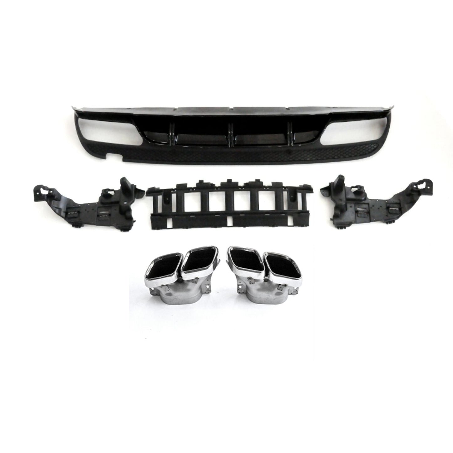 ED1 Style Gloss Black Rear Diffuser & Exhaust Tips for Mercedes Benz W205 C Class & C63 Saloon & Estate 15-21 - Carbon Factory