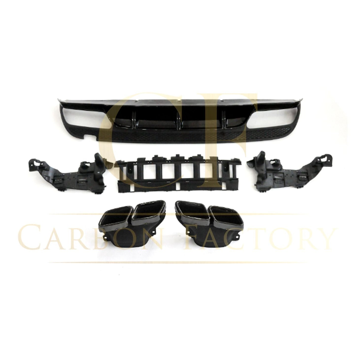 ED1 Style Gloss Black Rear Diffuser & Exhaust Tips for Mercedes Benz W205 C Class & C63 Saloon & Estate 15-21 - Carbon Factory
