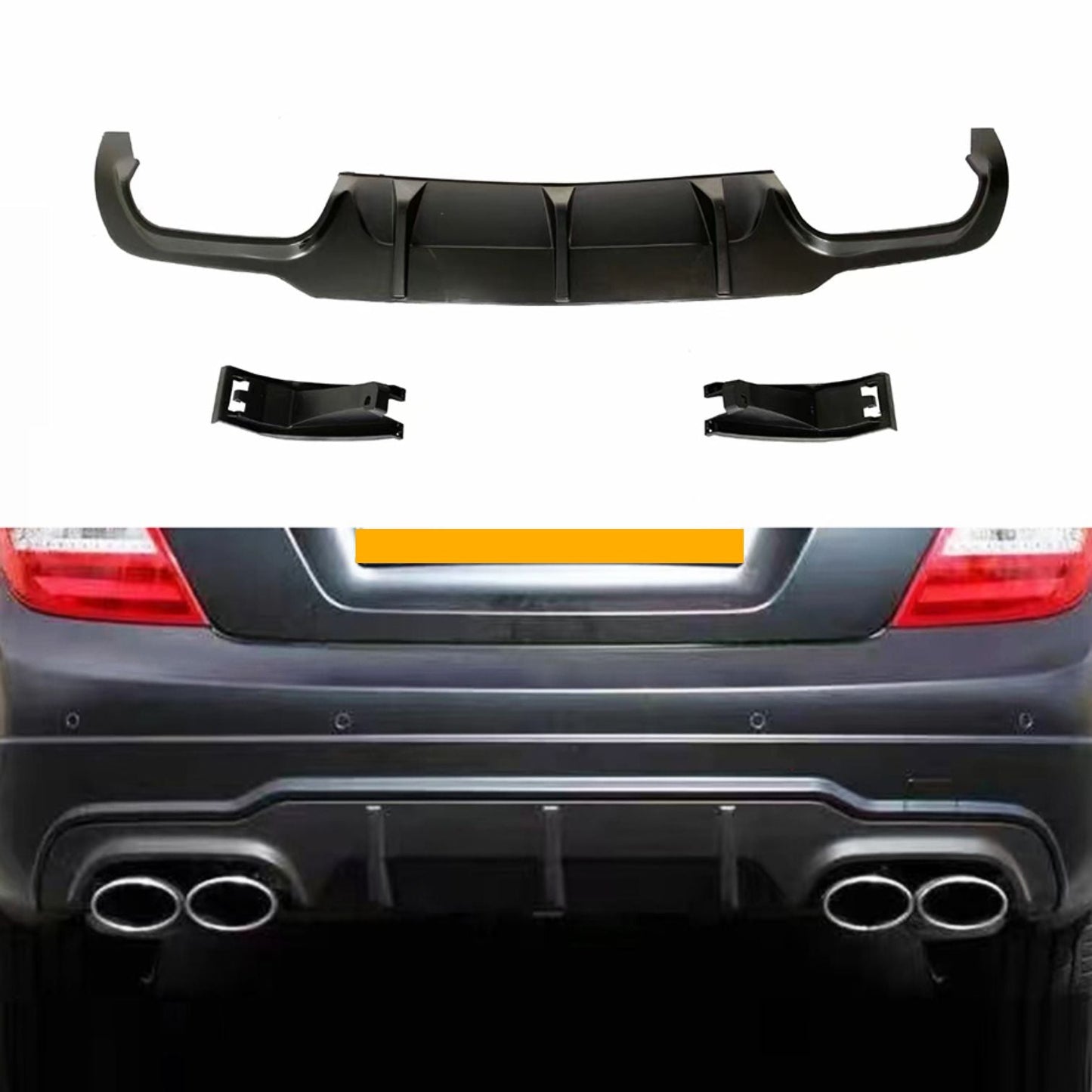 AMG Style Gloss Black Rear Diffuser for Mercedes Benz W204 C Class 12-14 - Carbon Factory
