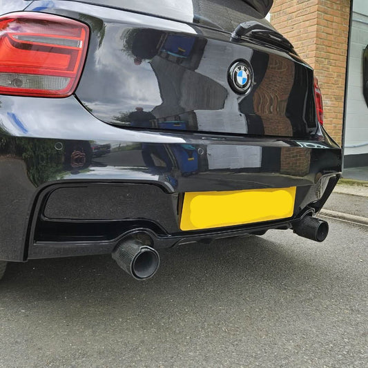 Gloss Black Rear Diffuser Dual Exhaust for BMW F20 1 Series Pre-LCI 12-14 - Carbon Factory