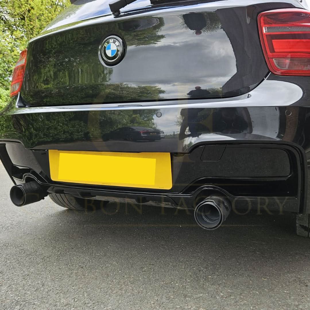 Gloss Black Rear Diffuser Dual Exhaust for BMW F20 1 Series Pre-LCI 12-14 - Carbon Factory