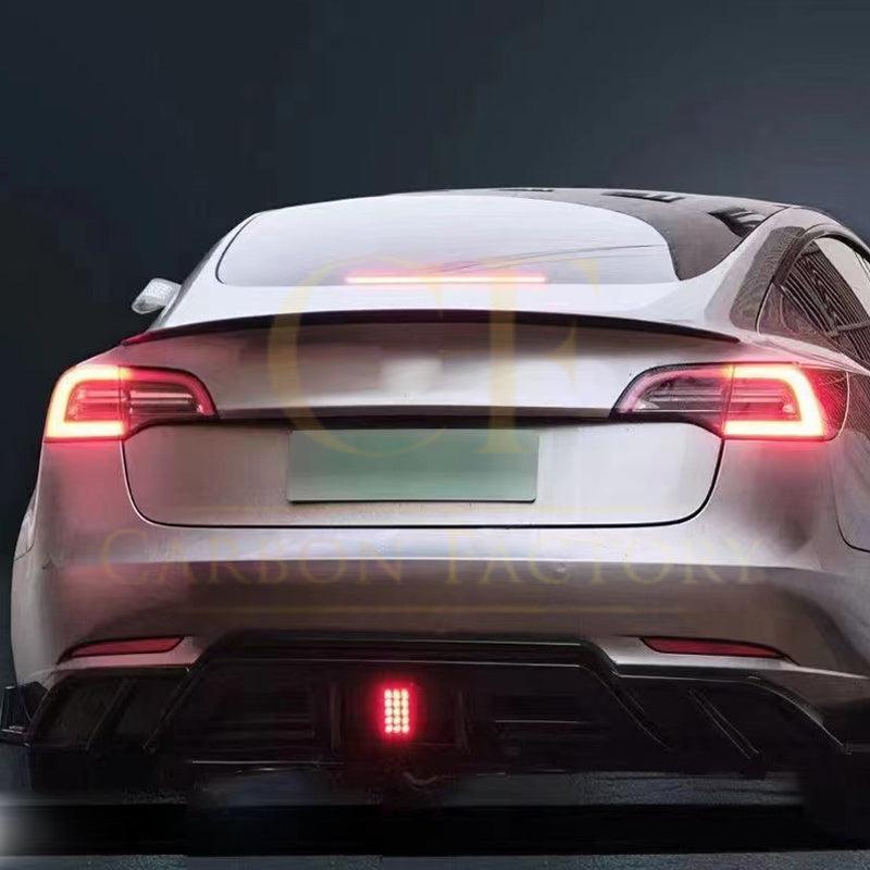 TR Style Gloss Black Rear Diffuser with LED for Tesla Model 3 16-23 - Carbon Factory