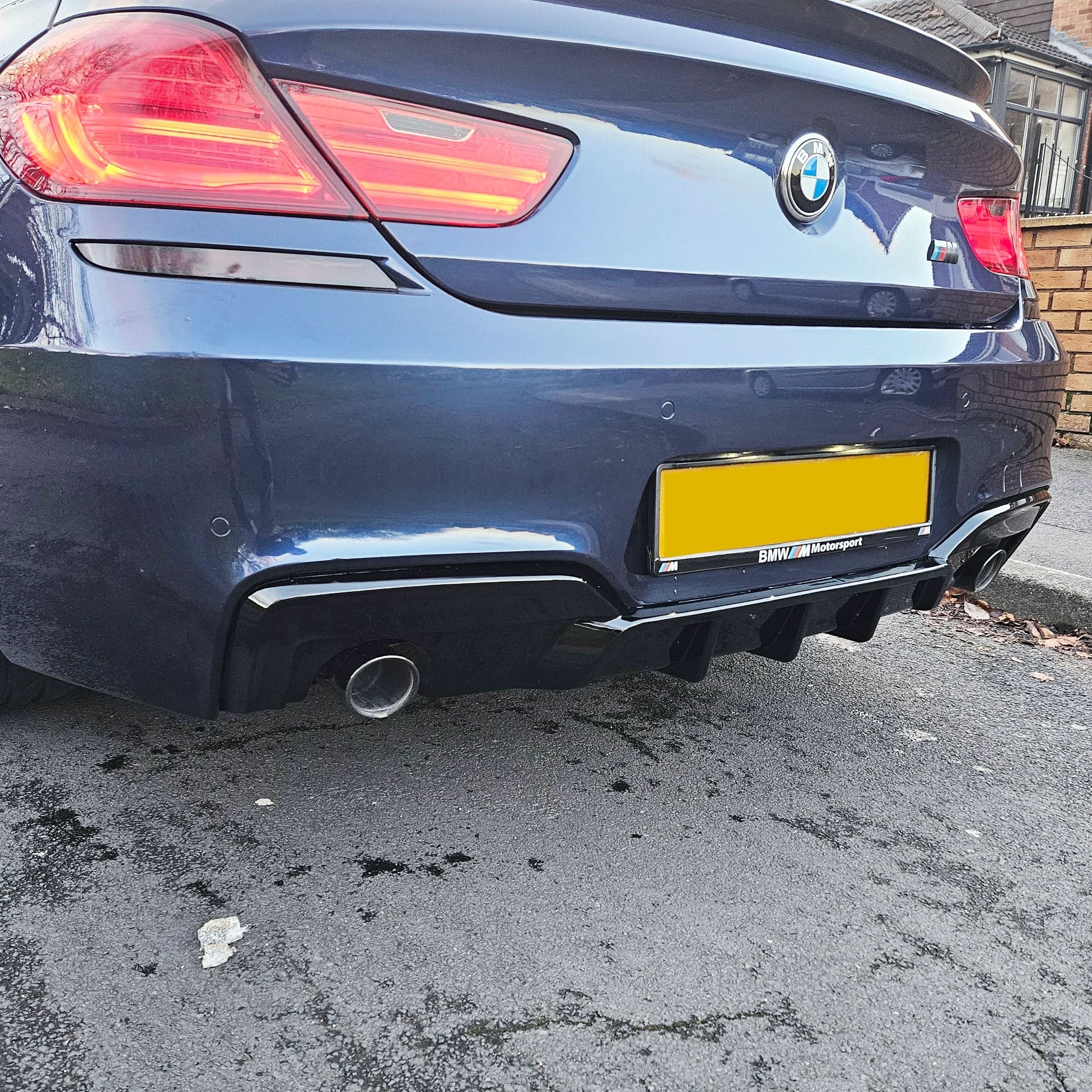 V Style Gloss Black Rear Diffuser Dual Exhaust for BMW 6 Series F06 F12 F13 M Sport 12-17 - Carbon Factory