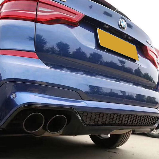 V Style Gloss Black Rear Diffuser with Exhaust Tips for BMW G01 X3 18-21 - Carbon Factory