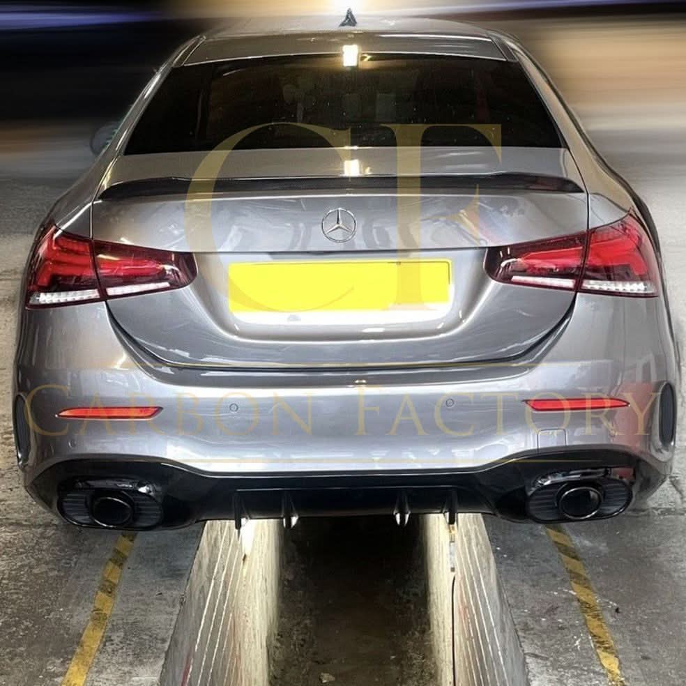 A35 Style Rear Diffuser & Twin Exhaust Tips for Mercedes Benz W177 A Class 18-24 - Carbon Factory