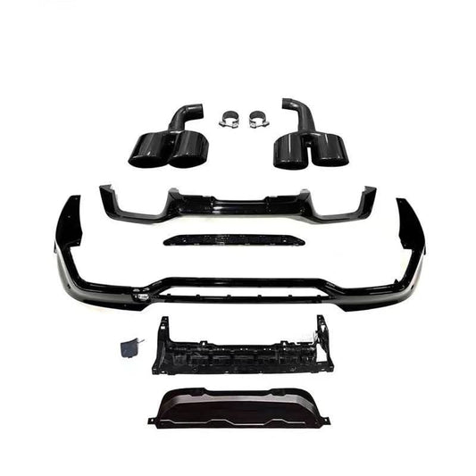 V Style Gloss Black Rear Diffuser with Exhaust Tips for BMW G02 X4 18-Present - Carbon Factory