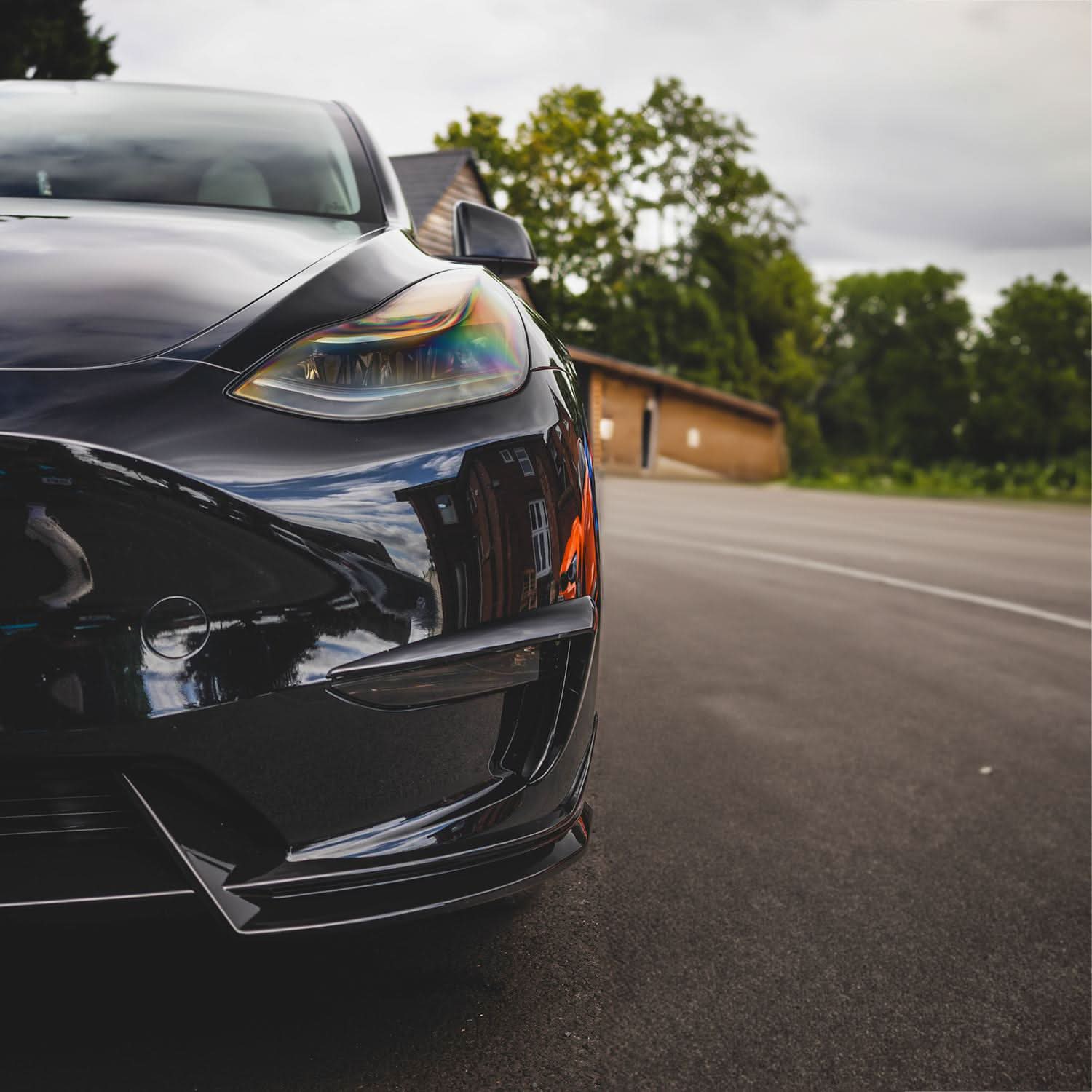 Competition Style Gloss Black Front Bumper Trims for Tesla Model Y 19-24 - Carbon Factory