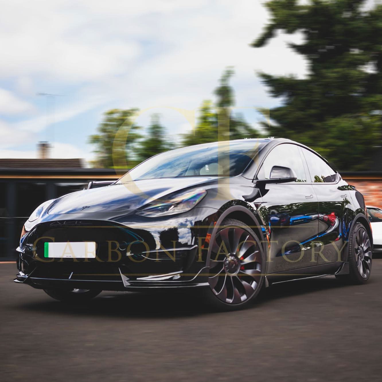 Competition Style Gloss Black Front Bumper Trims for Tesla Model Y 19-24 - Carbon Factory