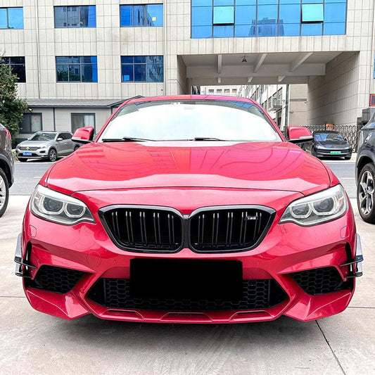 Gloss Black Front Bumper Canards for BMW F87 M2 OG 14-20 - Carbon Factory