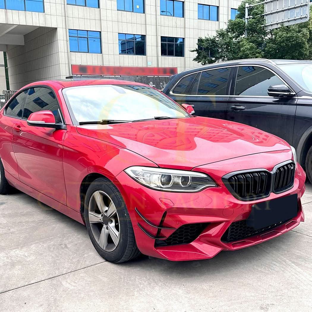 Gloss Black Front Bumper Canards for BMW F87 M2 OG 14-20 - Carbon Factory