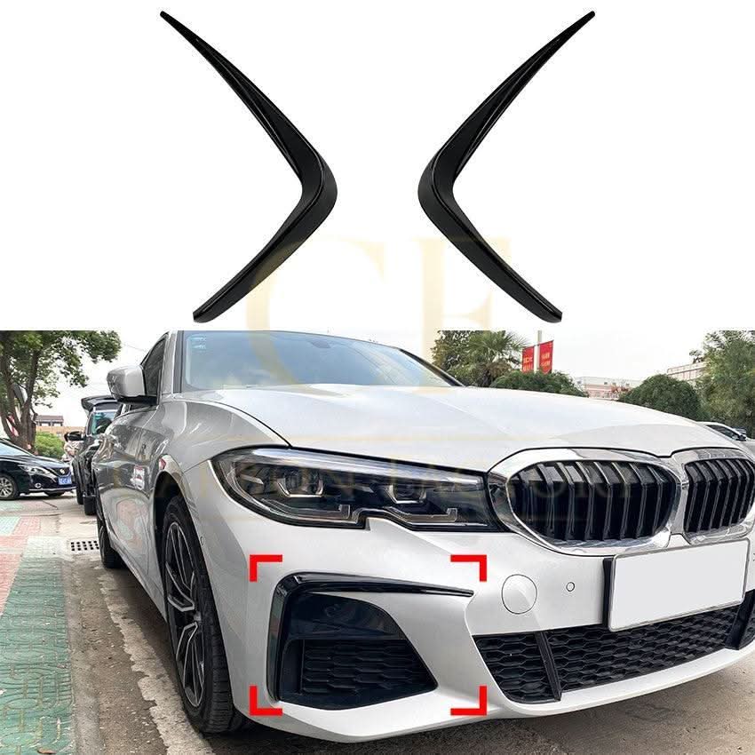 Gloss Black Front Bumper Trims for BMW 3 Series G20 G21 Pre-LCI 19-22 - Carbon Factory