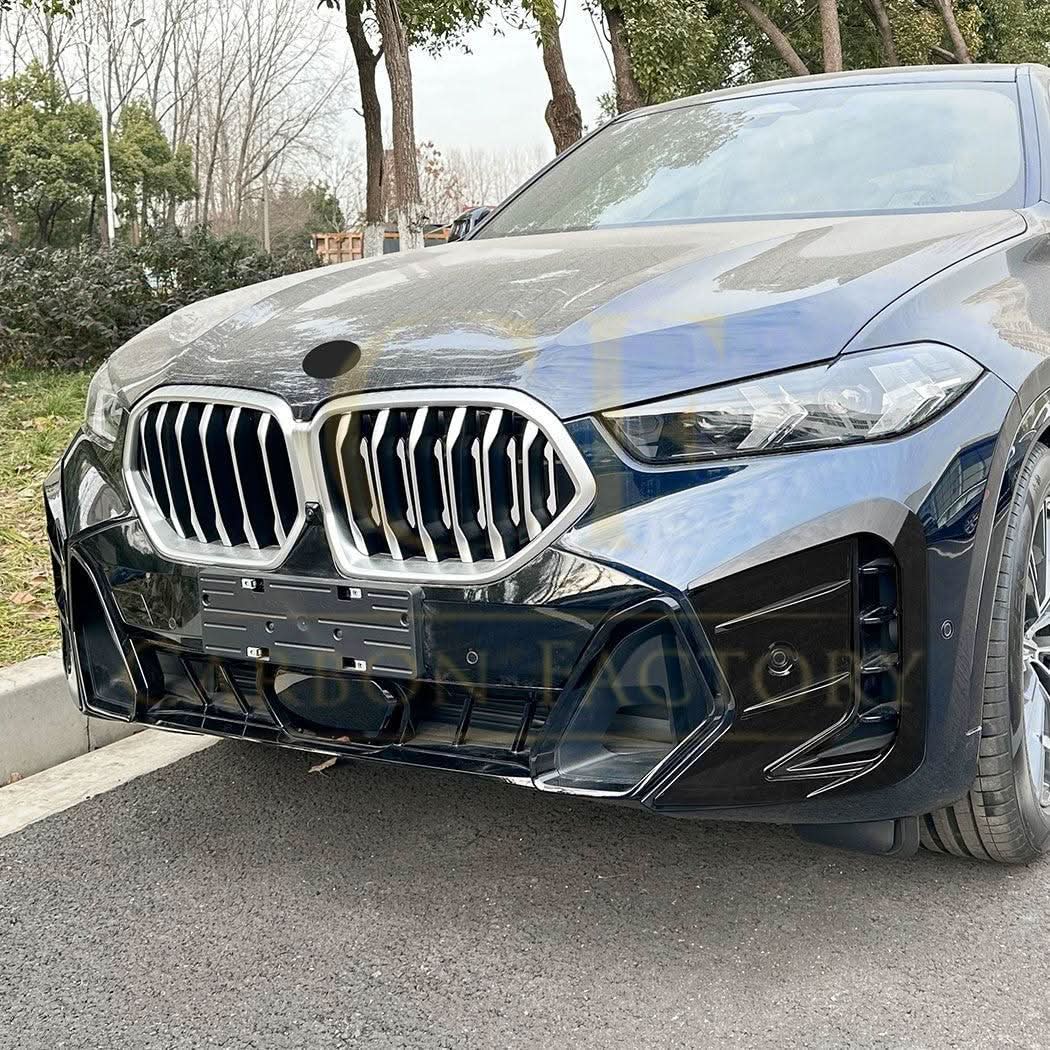 Gloss Black Front Bumper Trims for BMW G06 X6 LCI 23-25 - Carbon Factory