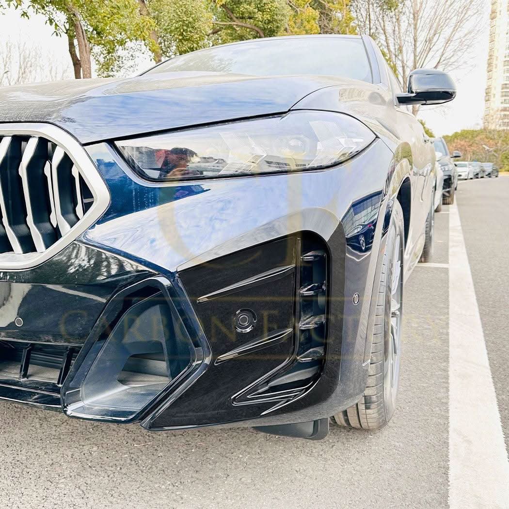 Gloss Black Front Bumper Trims for BMW G06 X6 LCI 23-25 - Carbon Factory