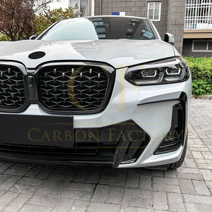 Gloss Black Front Canards for BMW G01 X3 G02 X4 LCI 22-24 - Carbon Factory