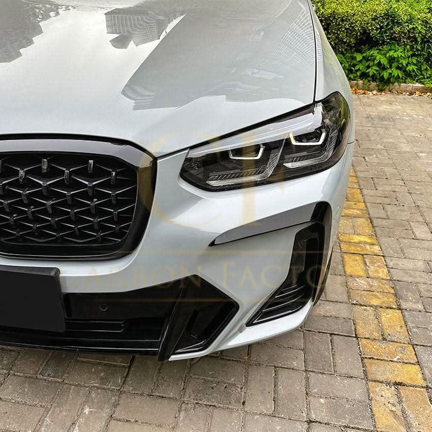 Gloss Black Front Canards for BMW G01 X3 G02 X4 LCI 22-24 - Carbon Factory