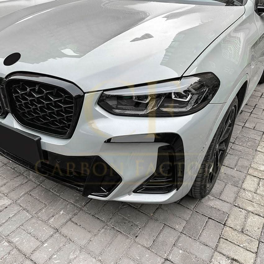 Gloss Black Front Canards for BMW G01 X3 G02 X4 LCI 22-24 - Carbon Factory