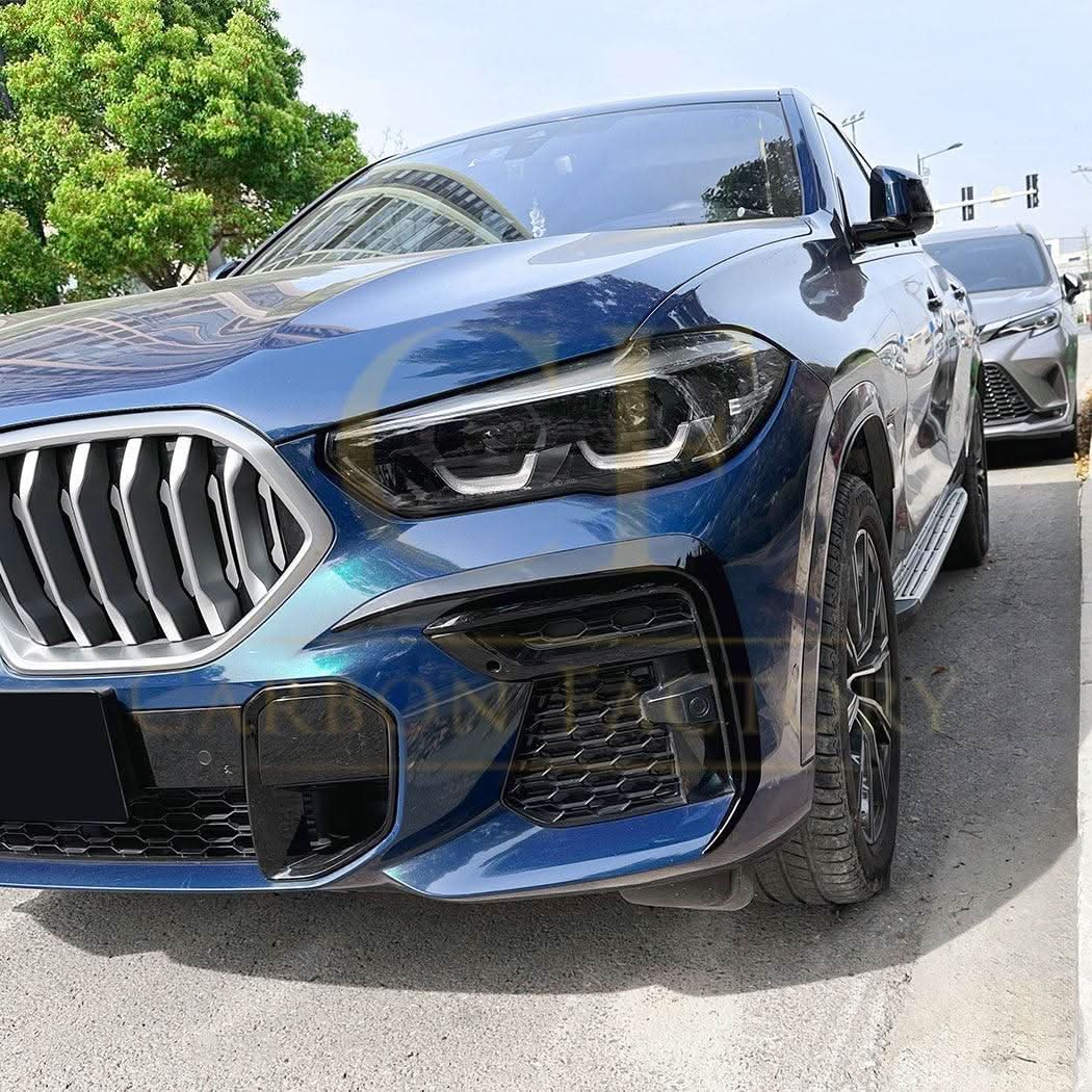 Gloss Black Front Canards for BMW G06 X6 Pre-LCI 19-22 - Carbon Factory