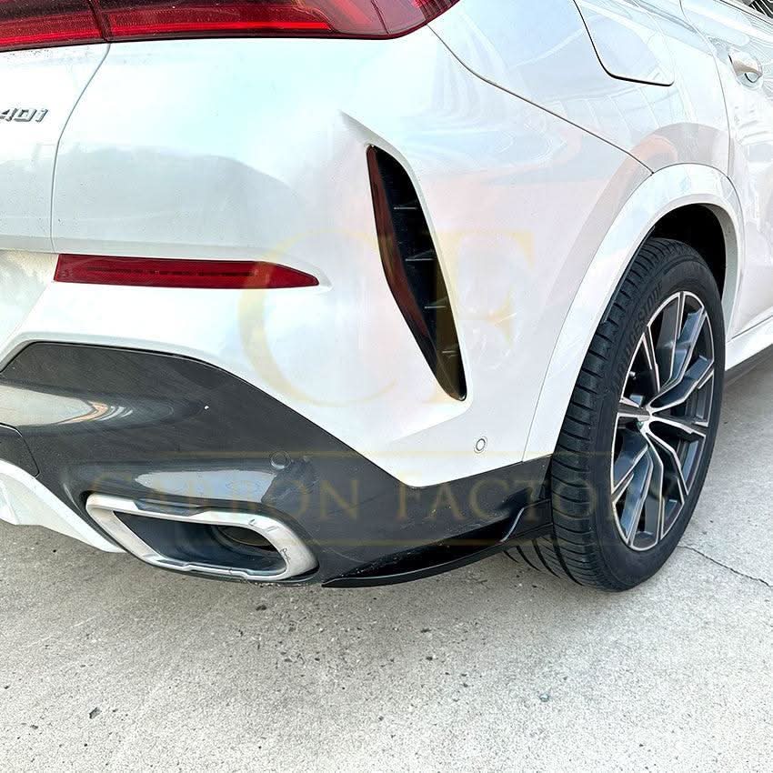 Gloss Black Rear Bumper Spats for BMW G06 X6 Pre-LCI 19-22 - Carbon Factory