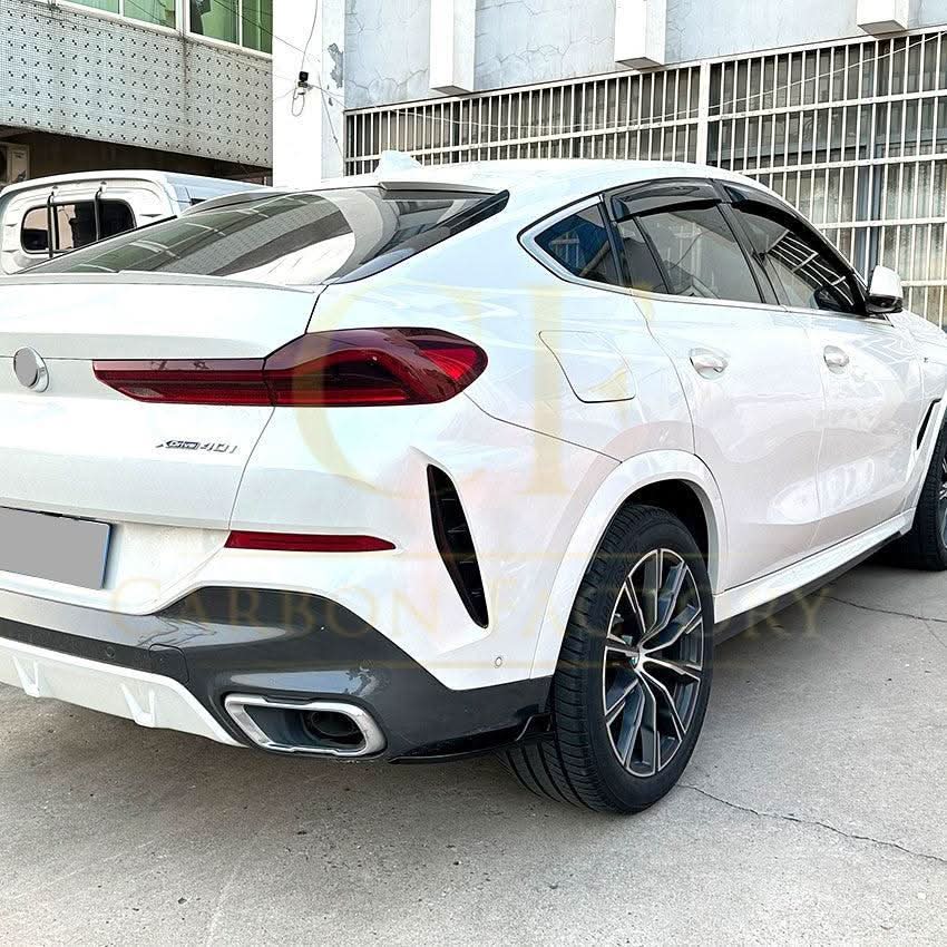 Gloss Black Rear Bumper Spats for BMW G06 X6 Pre-LCI 19-22 - Carbon Factory