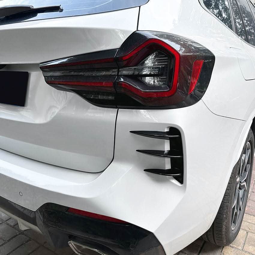 Gloss Black Rear Bumper Trims 2 for BMW G01 X3 LCI 22-24 - Carbon Factory