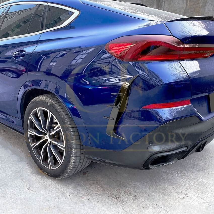 Gloss Black Rear Bumper Trims for BMW G06 X6 Pre-LCI 19-22 - Carbon Factory