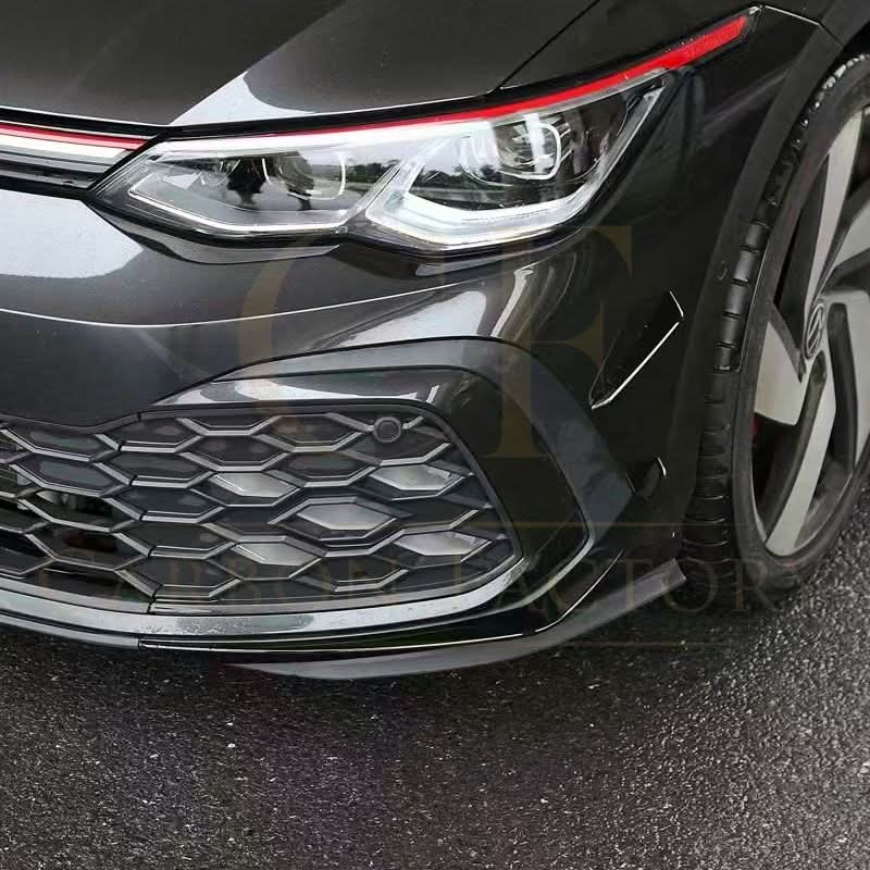 RZ Style Gloss Black Front Bumper Trims for VW Golf MK8 GTI / R-LINE 21-23 - Carbon Factory