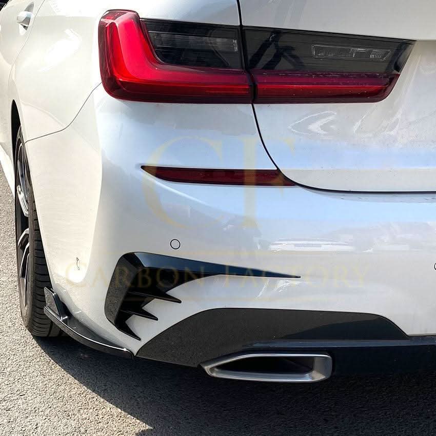 V Style Gloss Black Rear Bumper Trims for BMW 3 Series G20 G21 Pre-LCI 19-22 - Carbon Factory