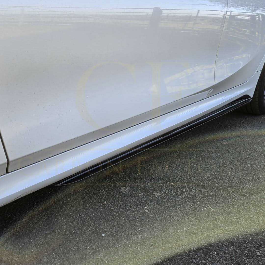 Gloss Black MP Style side skirts for BMW 3 Series G20 G21 19-present, showing sleek exterior upgrade on vehicle side.