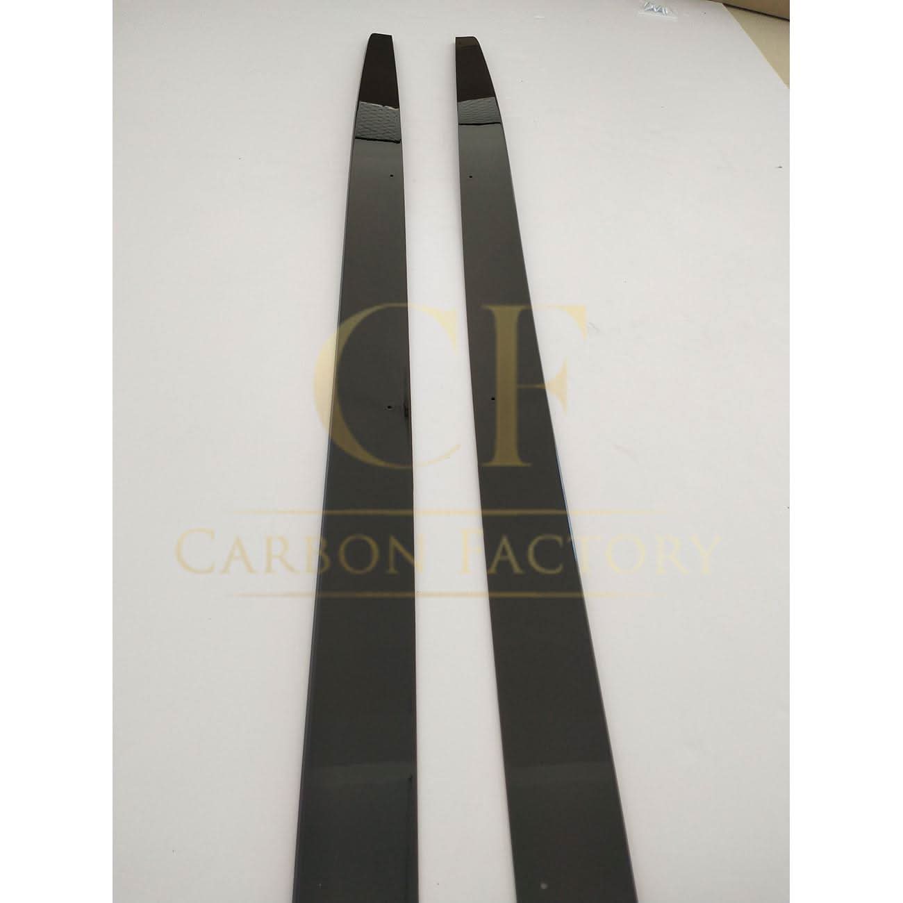 Gloss Black MP Style side skirt for BMW F22 2 Series F87 M2, showcasing sleek gloss black finish and aerodynamic design.