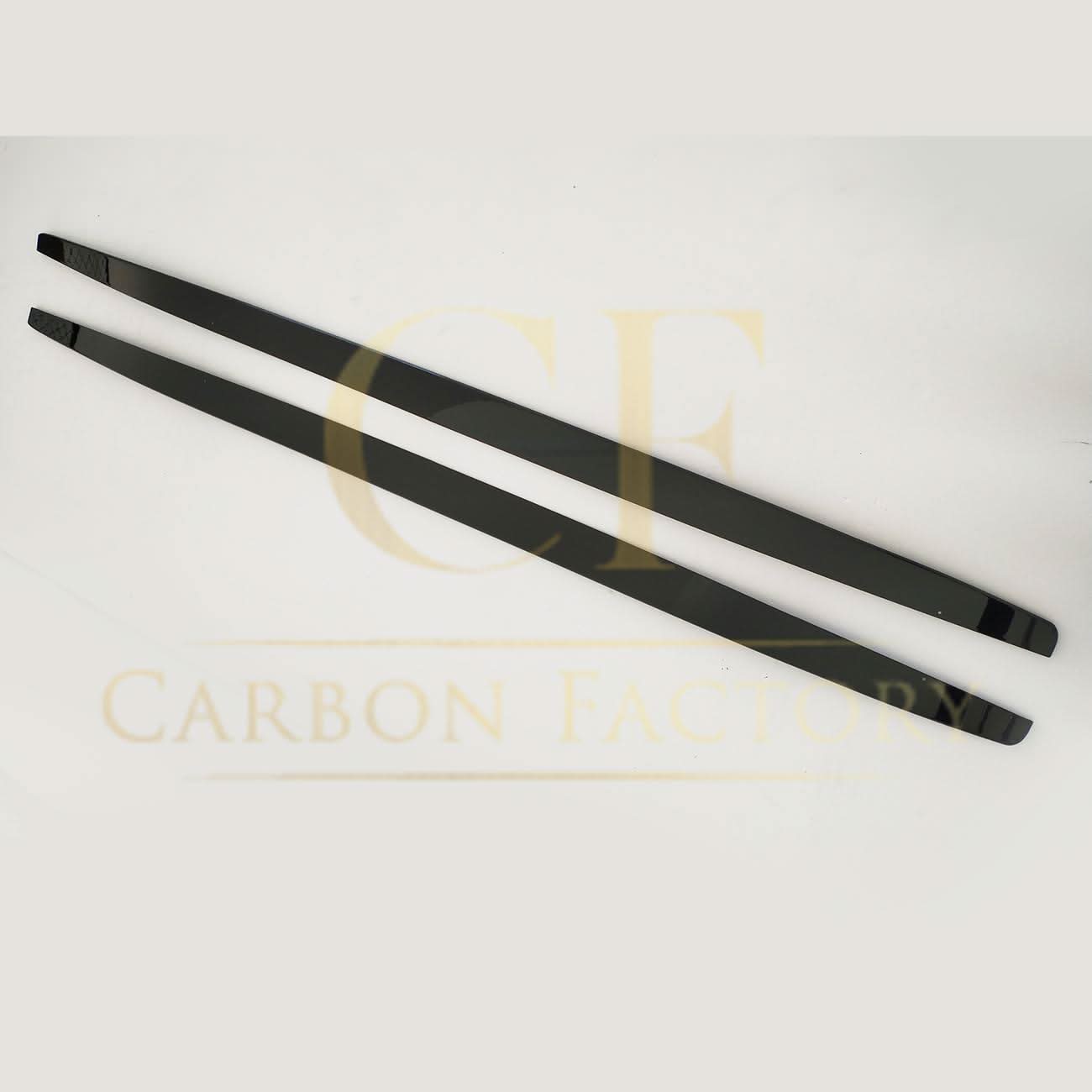 Gloss black side skirt for BMW F22 2 Series and F87 M2, designed by MP Style, showcasing sleek vehicle exterior enhancement.